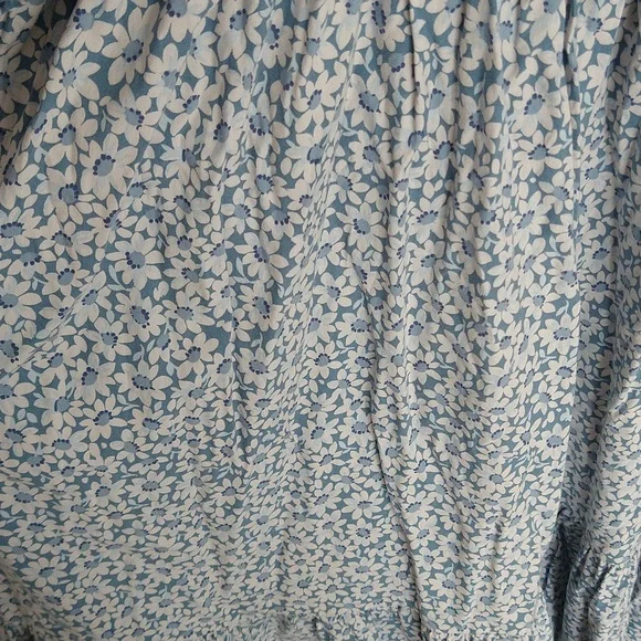 Madewell Lucie Elbow-Sleeve Smocked Midi Dress In Sunflower Field Ocean Blue - Picture 13 of 15